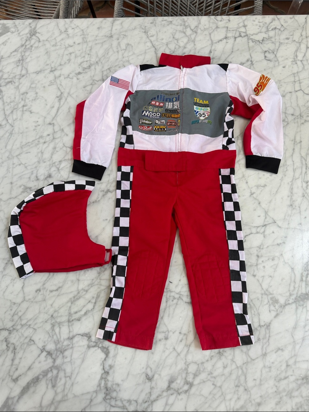 Kids Cars Lightning McQueen Race Car Driver Costume Youth S Sz 4/5Y